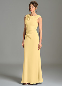 Azazie Kieryn Bridesmaid Dresses Butter Mermaid Pleated Chiffon Dress image3
