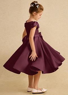 Azazie Pearl Flower Girl Dresses Cabernet Ball-Gown Pleated Matte Satin Dress image3