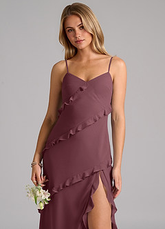 Azazie Nancie Bridesmaid Dresses Sangria Mermaid Ruched Chiffon Dress image7