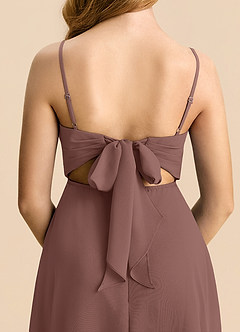 Azazie Shale Junior Blushing Pink A-Line Bow Chiffon Dress image6