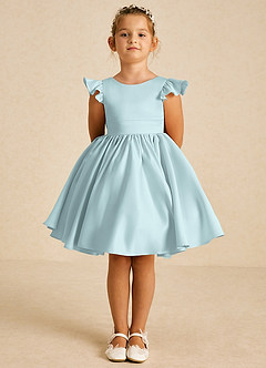 Azazie Tootsie Flower Girl Dresses Mist A-Line Bow Matte Satin Dress image3