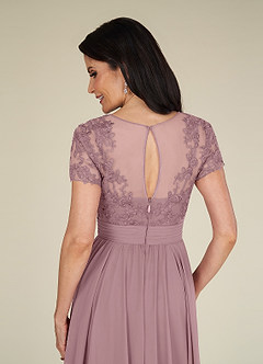 Azazie Annette Mother of the Bride Dresses Dusty Rose A-Line Lace Chiffon Dress image6