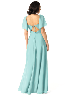 Azazie Chloe Bridesmaid Dresses Aqua A-Line Sweetheart Neckline Chiffon Dress image2