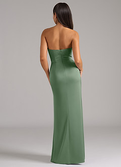 Azazie Marla Vestidos de damas de honor Vestido de Matcha de Satén Elástico de Corte Recto Convertible con Sin tirantes image6