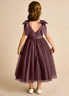 Azazie Serene Flower Girl Dresses Sangria Ball-Gown Bow Matte Satin Dress image6
