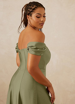 Christian Siriano Bridal for Azazie 1002 Bridesmaid Dresses Pistachio A-Line Off the Shoulder Stretch Satin Convertible Dress image10