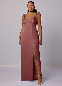 Barbie ♥ Azazie Final Sale Amethyst Sheath Stretch Satin Dress image9