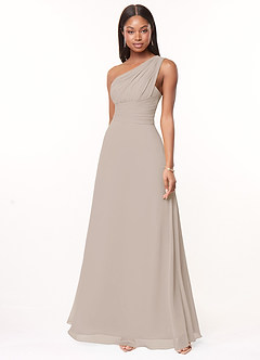 Azazie Ashley Bridesmaid Dresses Frost A-Line Ruched Chiffon Dress image1