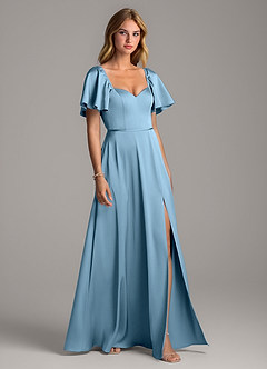 Azazie Chloe Bridesmaid Dresses Steel Blue A-Line Sweetheart Neckline Stretch Satin Dress image5