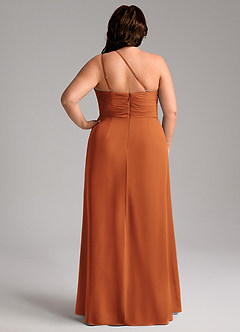 Azazie Eren Bridesmaid Dresses Cinnamon Sheath One Shoulder Chiffon Dress image9