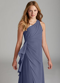 Azazie Maive Junior Stormy A-Line Pleated Chiffon Dress image4