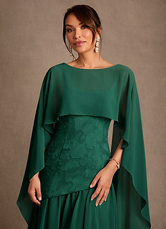 Azazie Flossie Mère de la mariée Robes Robe Trapèze en Mousseline de soie Plissée émeraude image6