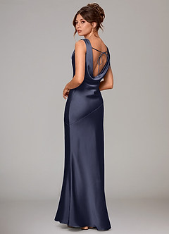 Azazie Rylina Robes de demoiselle d'honneur Robe Sirène en Satin extensible Bleu Orageux image4