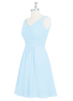 Azazie Grace Bridesmaid Dresses Sky Blue A-Line Pleated Chiffon Dress image9