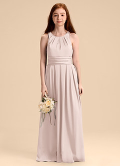 Azazie Bibiane Junior Jurk van Stretch Satijn met A-Lijn Geplooid Blozend Roze image6