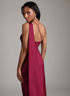 Azazie Galinda Brudtärnklänningar Klä av Sjöjungfru i Stretch Satin Ena axeln Bourgogne image2