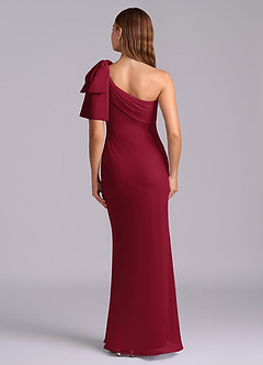Azazie Yuanna Bridesmaid Dresses Burgundy Mermaid One Shoulder Chiffon Dress image2