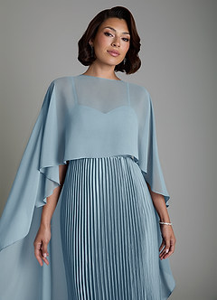 Azazie Micah Bridesmaid Dresses Dusty Blue A-Line Corset Stretch Satin Convertible Dress image3