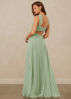 Christian Siriano Bridal for Azazie 1009 Robes de demoiselle d'honneur Robe Trapèze en Mousseline de soie Plissée Vert Sauge image3