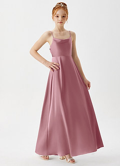 Azazie Shale Junior Vintage Mauve A-Line Stretch Satin Dress image6