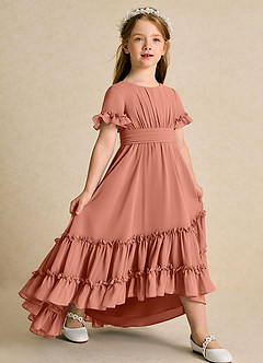 Azazie Kass Flower Girl Dresses MAI TAI A-Line Pleated Chiffon Dress image1