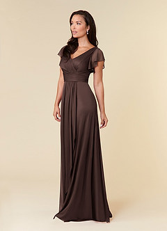 Azazie Reneya Final Sale Mulberry A-Line Pleated Mesh Dress image2