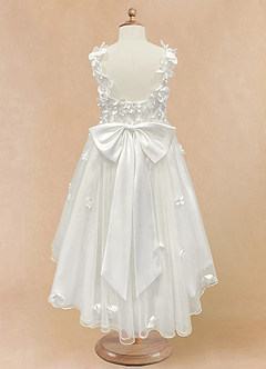 Azazie Ceres Flower Girl Dresses Diamond White Ball-Gown Lace Tulle Dress image4