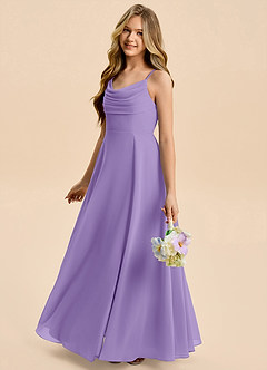 Azazie Gia Junior Tahiti A-Line Pleated Chiffon Dress image3