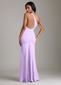 Azazie Voni Abiti da Damigella Abito Sirena in Raso Elasticizzato Monospalla Lilla image2
