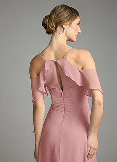 Azazie Dakota Bridesmaid Dresses Dusty Rose A-Line V-Neck Pleated Chiffon Dress image10