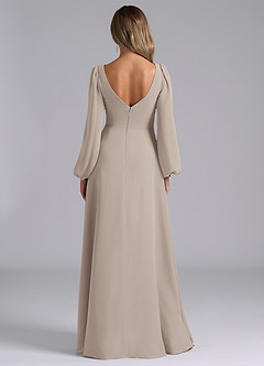 Azazie Omari Bridesmaid Dresses Frost A-Line Long Sleeve Chiffon Dress image6
