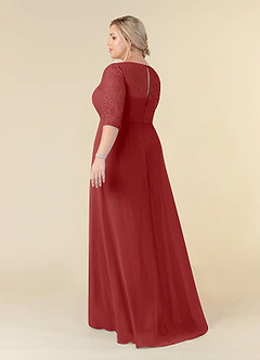 Azazie Leonine Mother of the Bride Dresses Rust A-Line Scoop lace Chiffon Dress image11