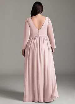 Azazie Teton Maternity Bridesmaid Dresses A-Line Long Sleeve Chiffon Floor-Length Dress image2