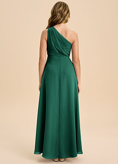 Azazie Phaedra Junior Emerald A-Line Pleated Chiffon Dress image2
