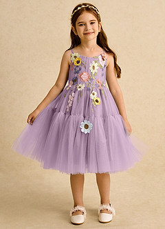 Azazie Osea Blumenmädchenkleider Ballkleid Plissee Tüll Kleid Blauregen image6