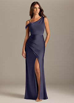 Azazie Madelyn Bridesmaid Dresses Stormy Mermaid Off the Shoulder Stretch Satin Convertible Dress image8