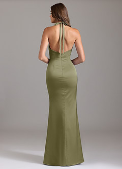 Azazie Valerie Bridesmaid Dresses Pistachio Mermaid Pleated Stretch Satin Dress image2