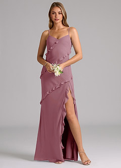 Azazie Nancie Bridesmaid Dresses Vintage Mauve Mermaid Ruched Chiffon Dress image8