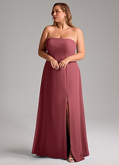Azazie Wren Bridesmaid Dresses Merlot A-Line Side Slit Chiffon Convertible Dress image10
