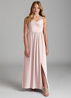 Azazie Zeya Junior Blushing Pink A-Line Chiffon Dress image1