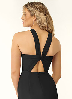 Azazie Rue Bridesmaid Dresses Black A-Line Halter Chiffon Dress image2