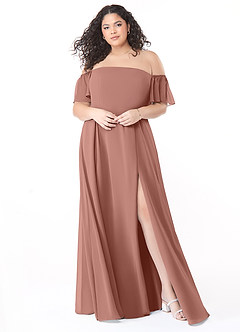 Azazie Sue Bridesmaid Dresses Cedar Rose A-Line Off the Shoulder Chiffon Convertible Dress image11