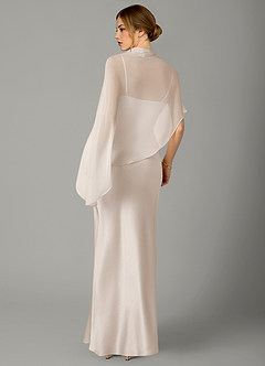 Azazie Jaleesa Bridesmaid Dresses White Alabaster A-Line High Neck Stretch Satin Dress image6
