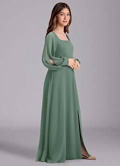 Azazie Bondi Junior Jurk van Chiffon met A-Lijn Blouson Eucalyptus image4