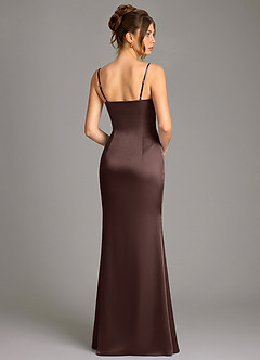 Azazie Reverie Robes de demoiselle d'honneur Robe Sirène en Satin extensible Corset Ganache image4