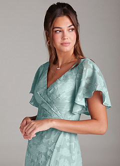 Azazie Ambrosia Jurken voor bruidsmeisjes Jurk van Bloemen Burn-out met A-Lijn Geplooid De Nevel image6