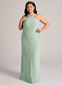 Azazie Doretta Bridesmaid Dresses Agave Mermaid Pleated Chiffon Dress image9