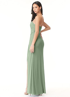 Azazie Darria Bridesmaid Dresses Matcha Sheath Square Neckline Pleated Stretch Chiffon Convertible Dress image4
