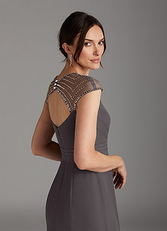 Azazie Blanchett Kleider für die Brautmutter Meerjungfrau-Linie Pailletten Chiffon Kleid Stahlgrau image6
