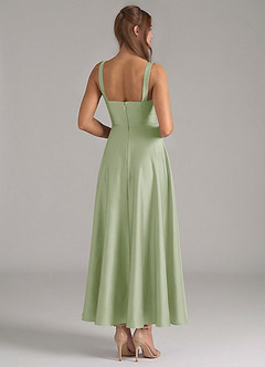 Azazie Shaude Bridesmaid Dresses Dusty Sage A-Line Pleated Stretch Satin Dress image6